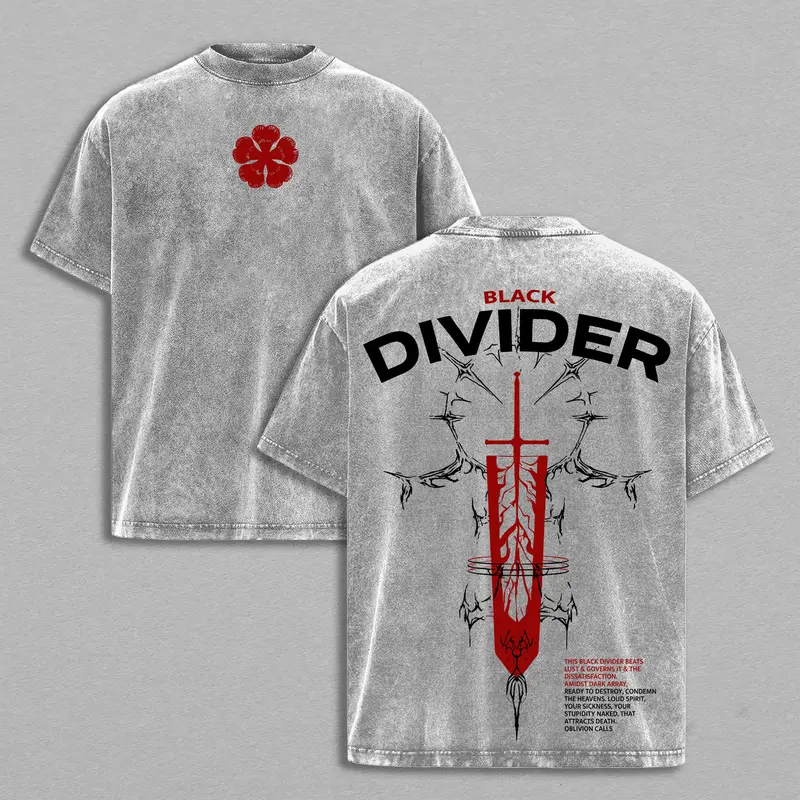 Black Clover "Sword of Destruction" themed retro washed T-shirt.