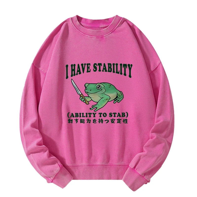 Animescollection Mentally Stable Assassin Frog Washed Sweatshirt