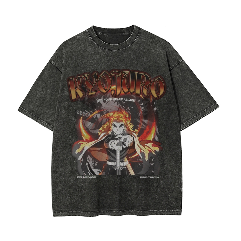 Kyojuro Rengoku Vintage Oversized T-Shirt | Demon Slayer