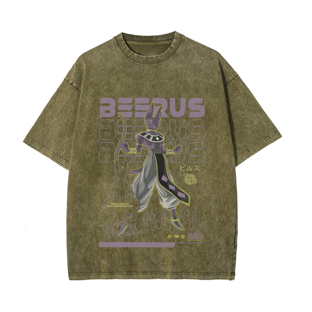Beerus Vintage Oversized T-Shirt | Dragon Ball Super