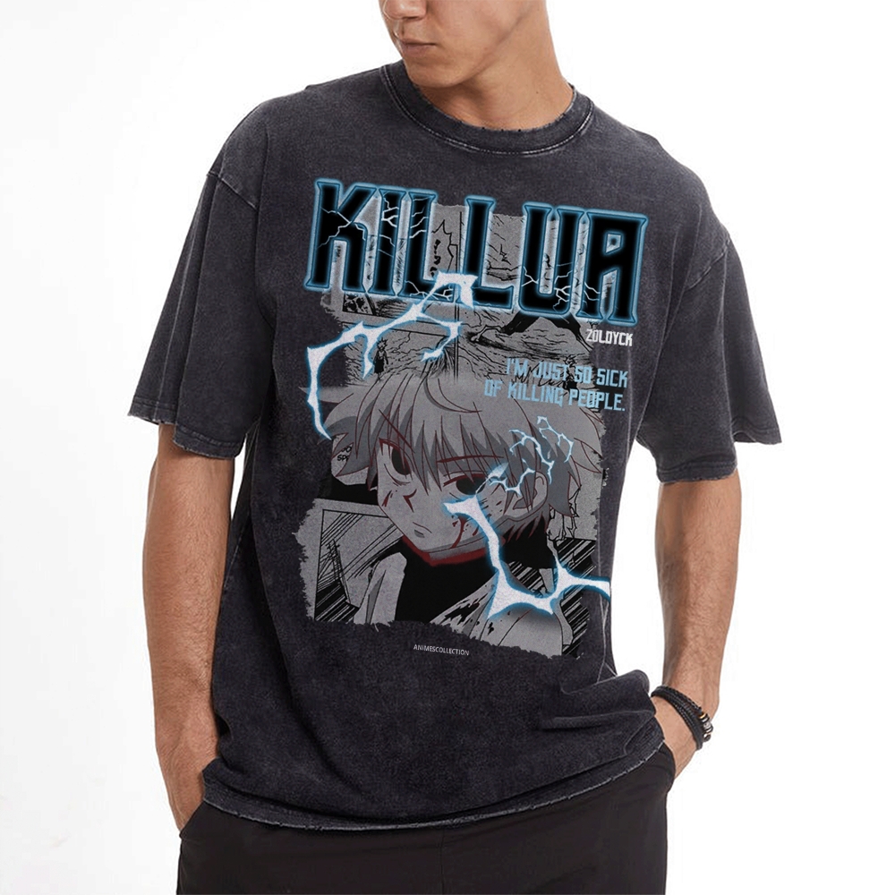 Killua Vintage Oversized T-Shirt | Hunter X Hunter