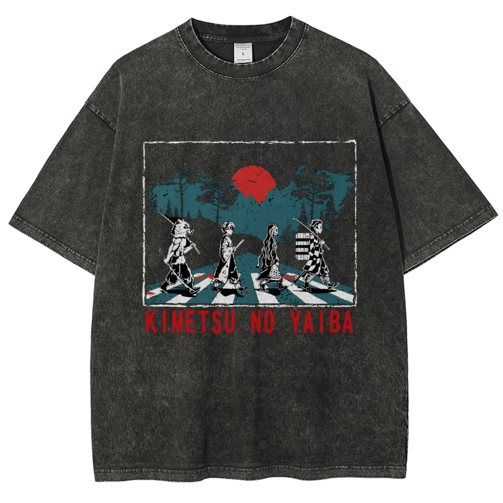 Unisex Vintage Demon Slayer Washed T-Shirt