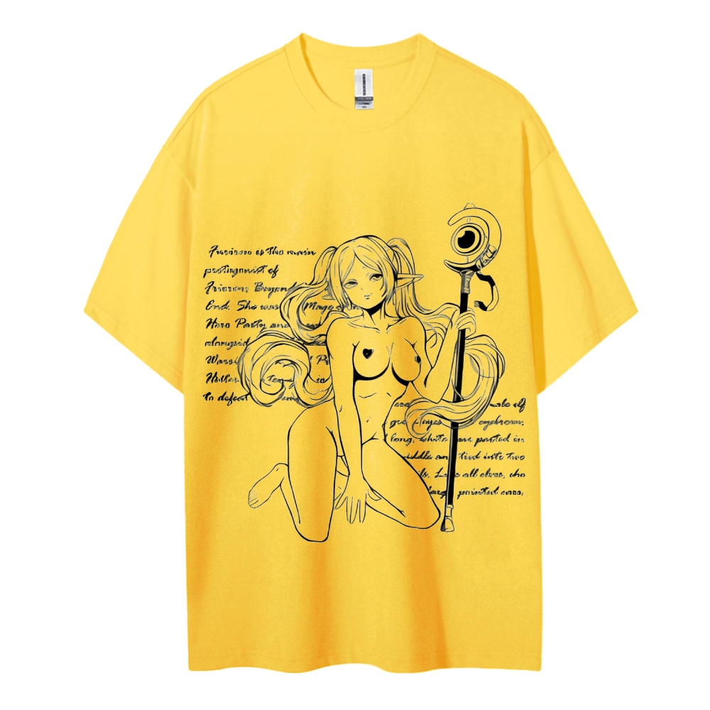 Frieren Wizardy Cotton Unisex Crew Neck Anime T-Shirt