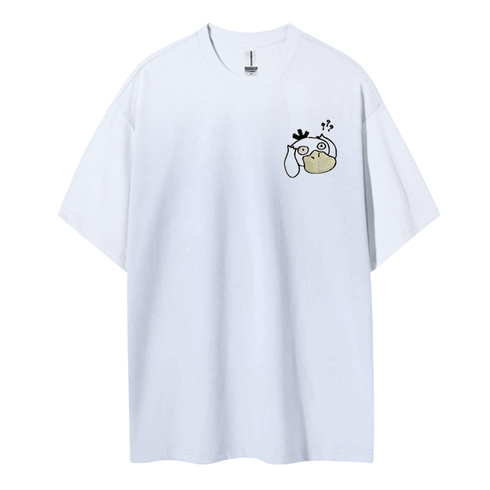 Pokémon Duck Cotton Embroidery Unisex Round Neck Anime T-Shirt
