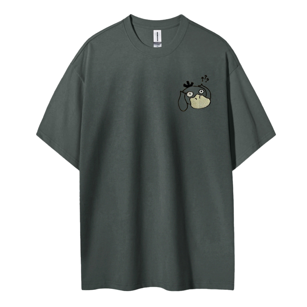 Pokémon Duck Cotton Embroidery Unisex Round Neck Anime T-Shirt