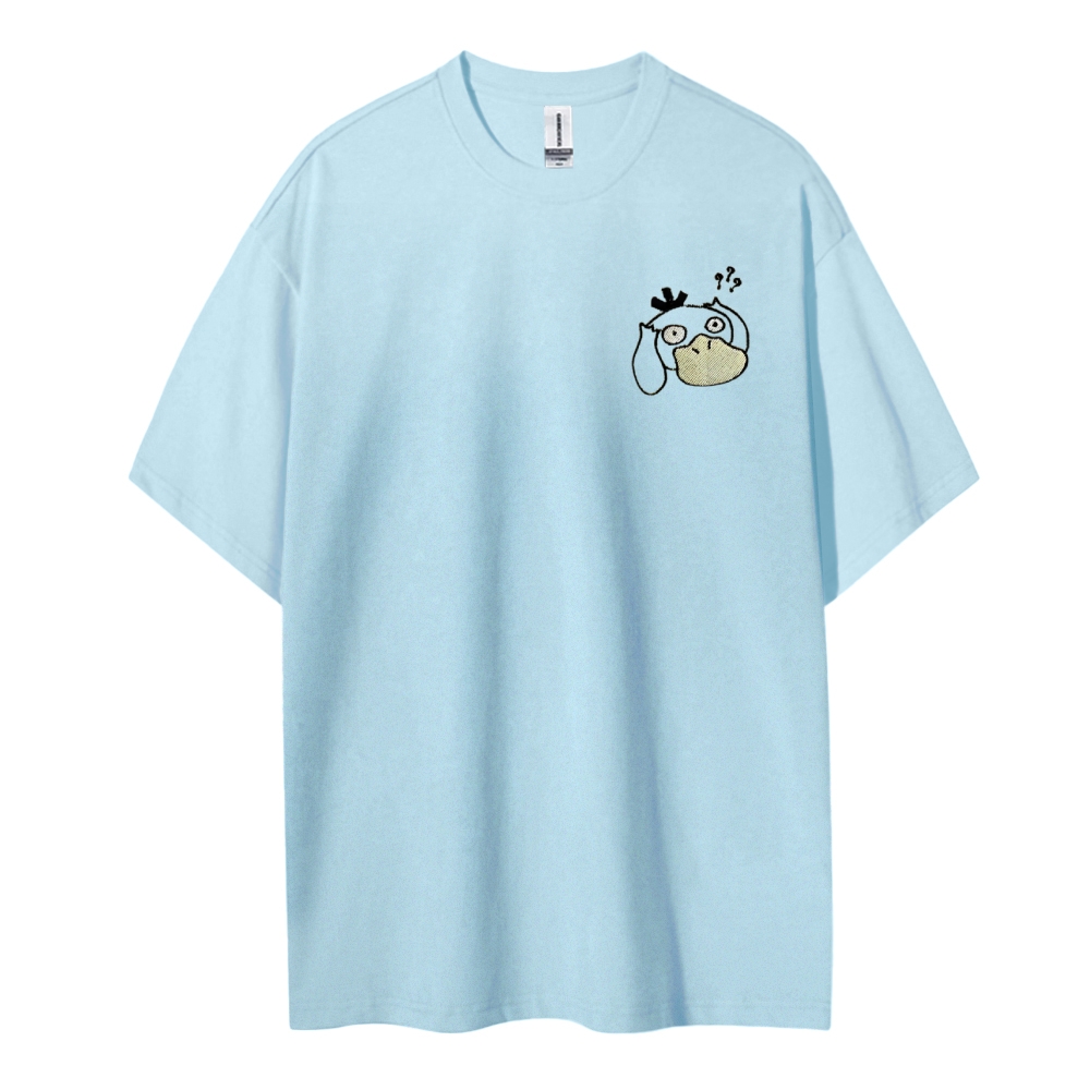 Pokémon Duck Cotton Embroidery Unisex Round Neck Anime T-Shirt