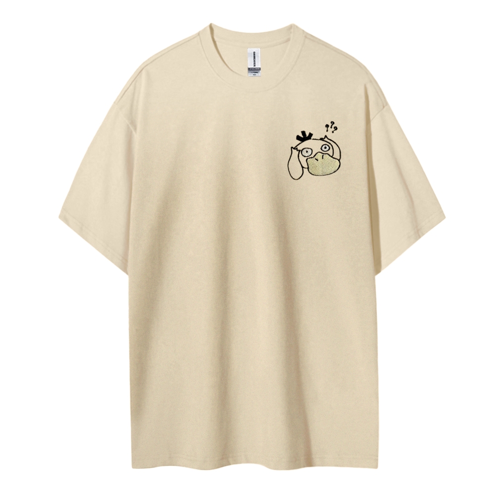 Pokémon Duck Cotton Embroidery Unisex Round Neck Anime T-Shirt