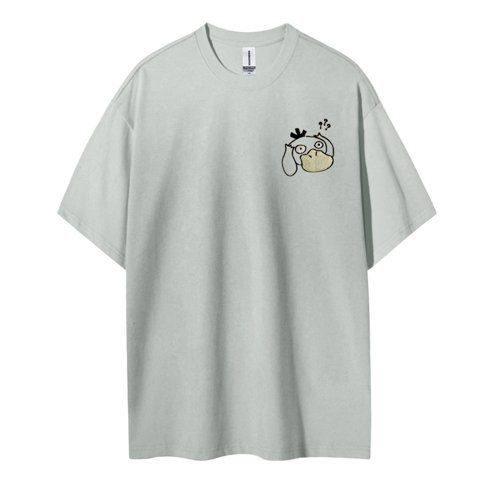 Pokémon Duck Cotton Embroidery Unisex Round Neck Anime T-Shirt