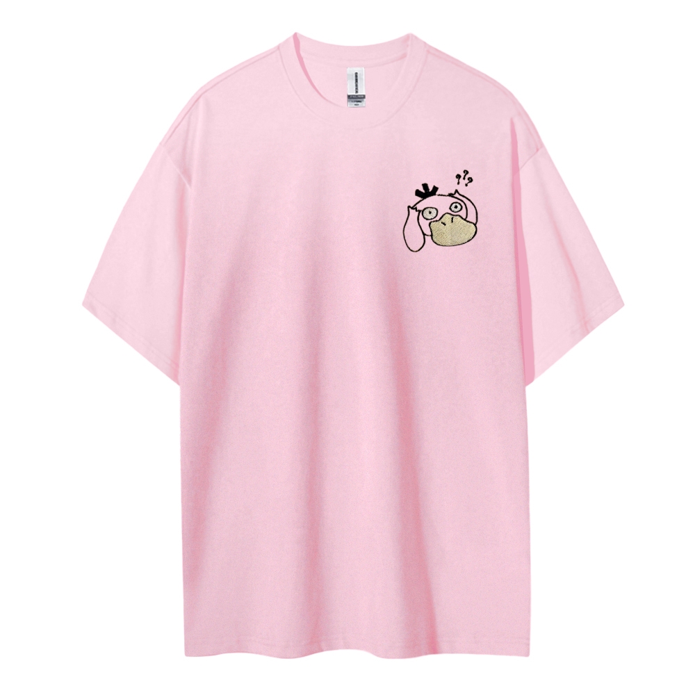 Pokémon Duck Cotton Embroidery Unisex Round Neck Anime T-Shirt