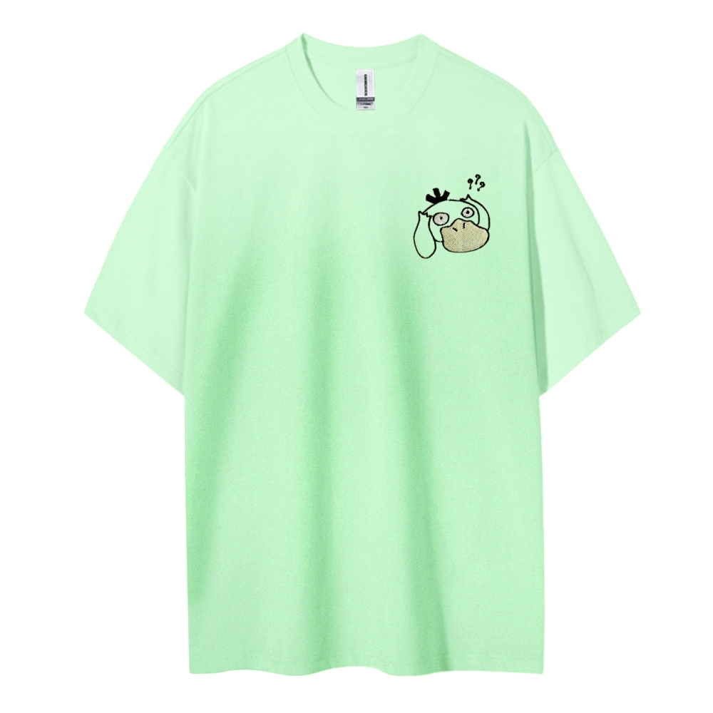 Pokémon Duck Cotton Embroidery Unisex Round Neck Anime T-Shirt