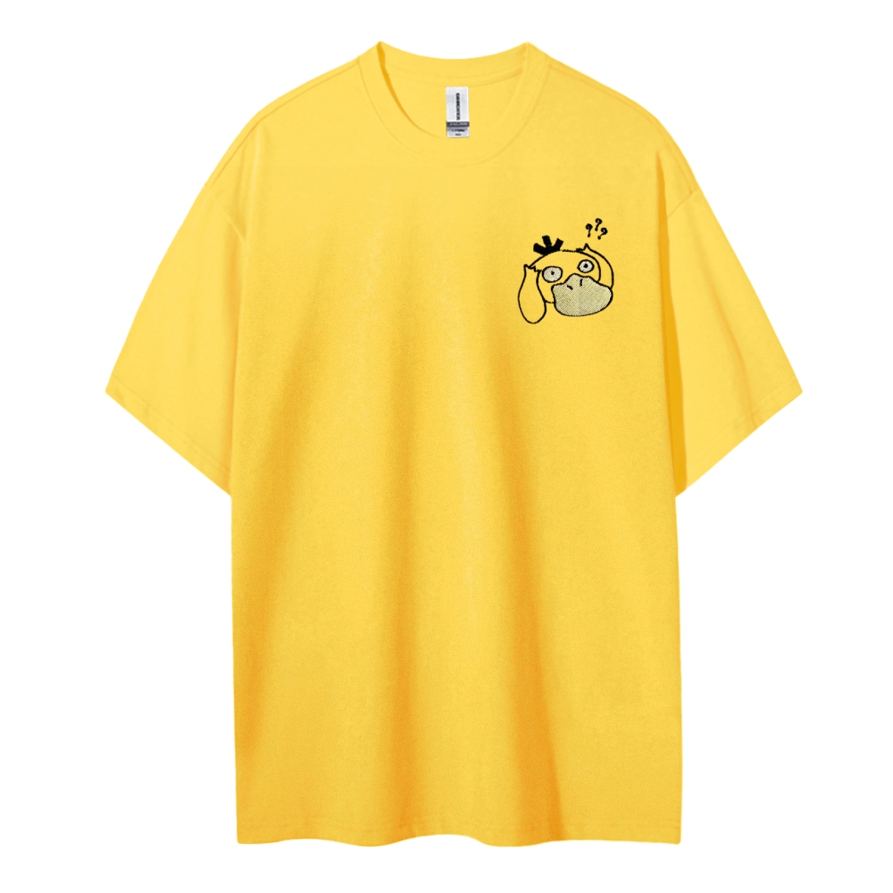 Pokémon Duck Cotton Embroidery Unisex Round Neck Anime T-Shirt