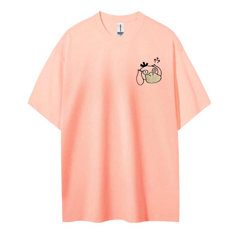 Pokémon Duck Cotton Embroidery Unisex Round Neck Anime T-Shirt