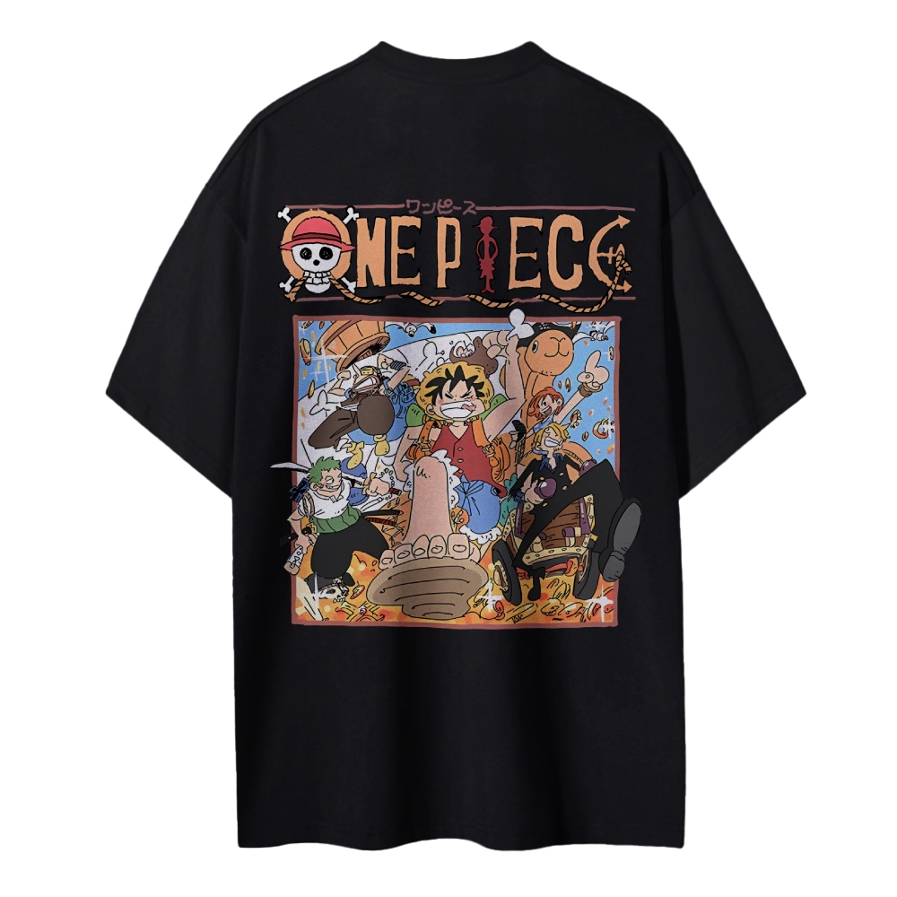 One Piece Cotton Unisex Round Neck Anime T-Shirt