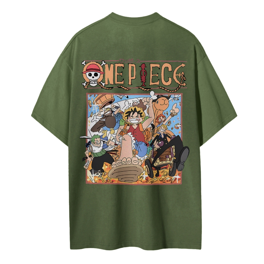 One Piece Cotton Unisex Round Neck Anime T-Shirt