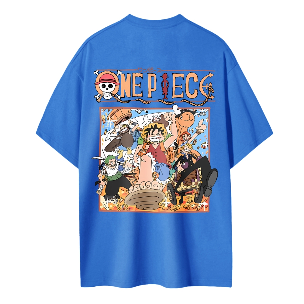 One Piece Cotton Unisex Round Neck Anime T-Shirt