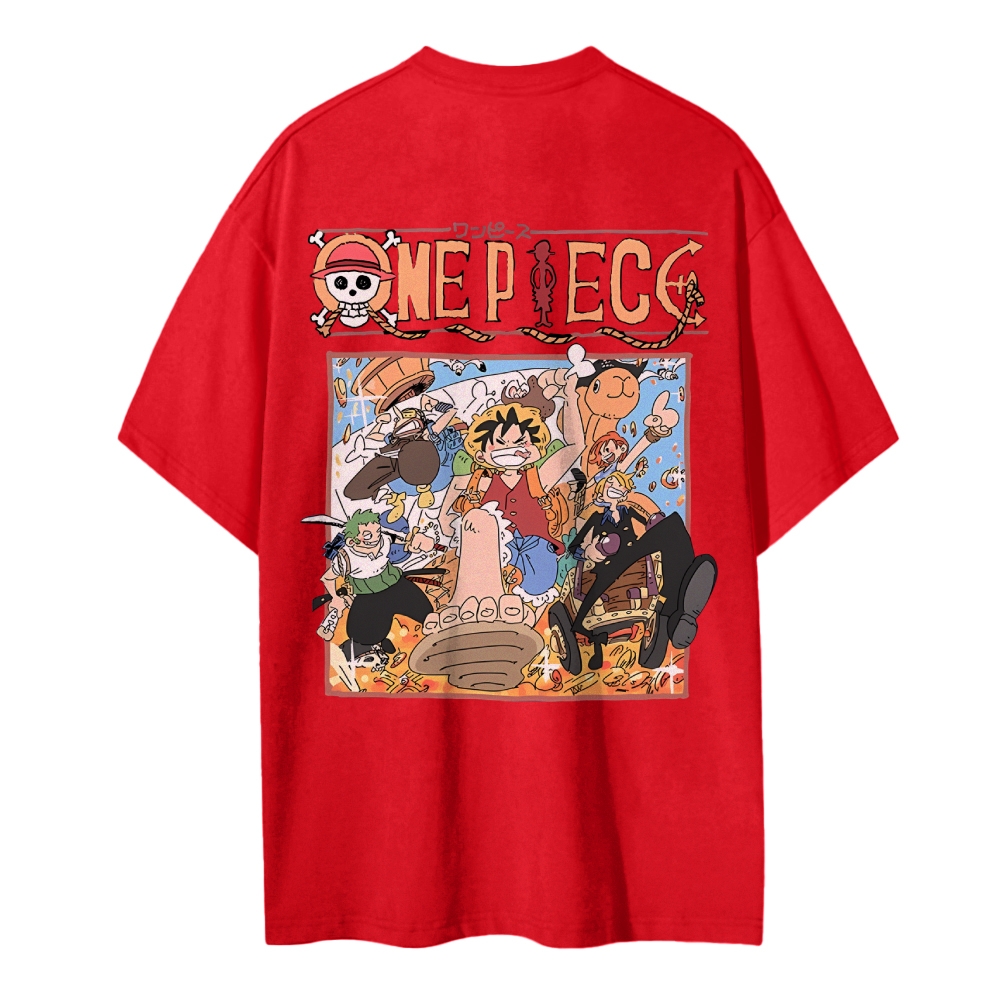 One Piece Cotton Unisex Round Neck Anime T-Shirt