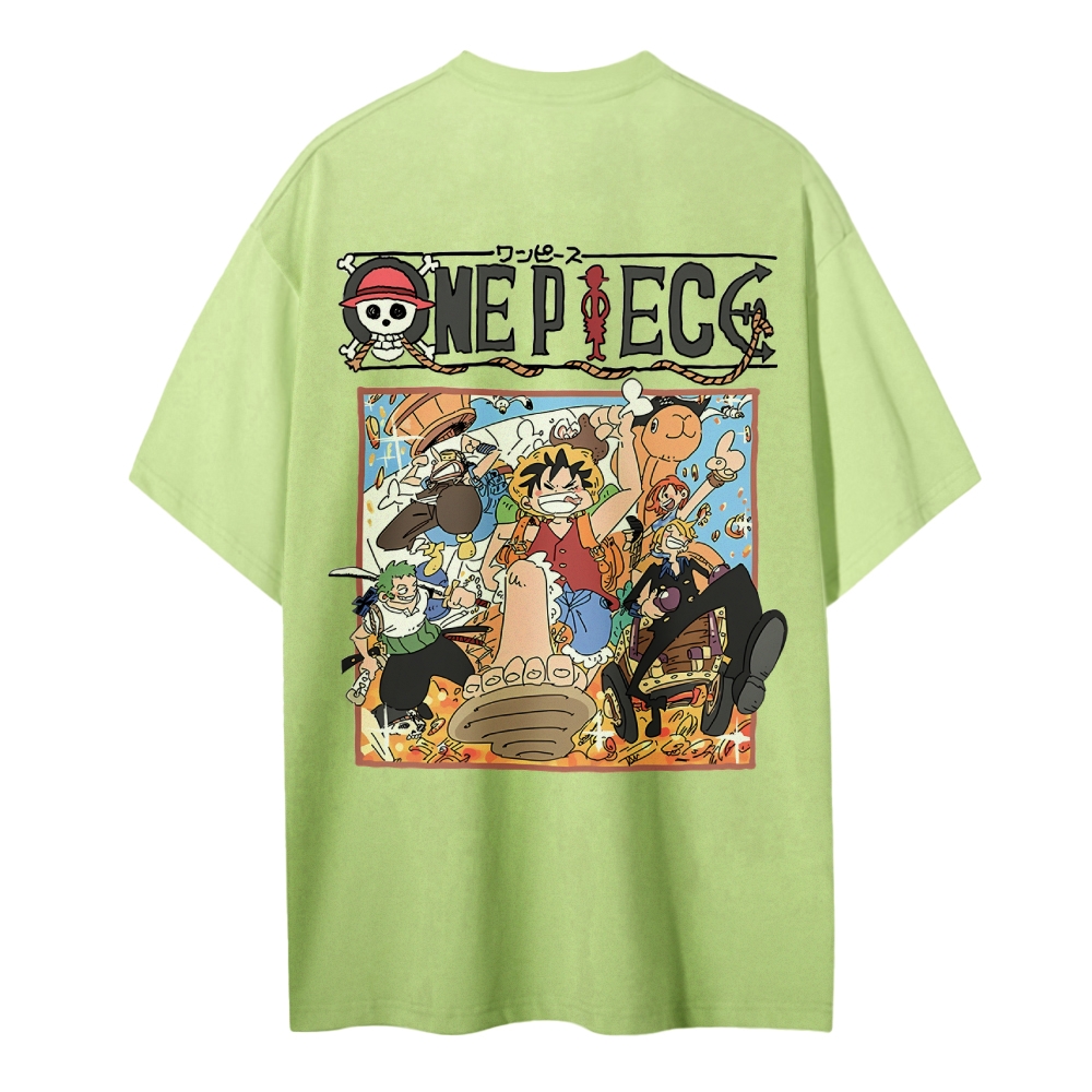 One Piece Cotton Unisex Round Neck Anime T-Shirt