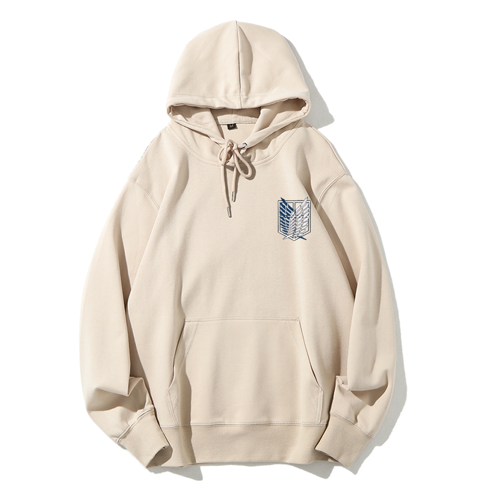 Unisex Casual Solid Color Embroidery Hoodie Attack on Titan
