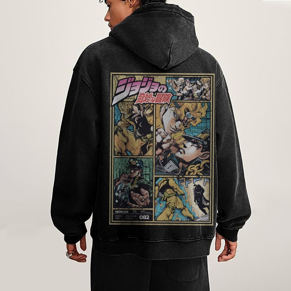 Jojo Bizzare Adventure washed unisex anime hoodie