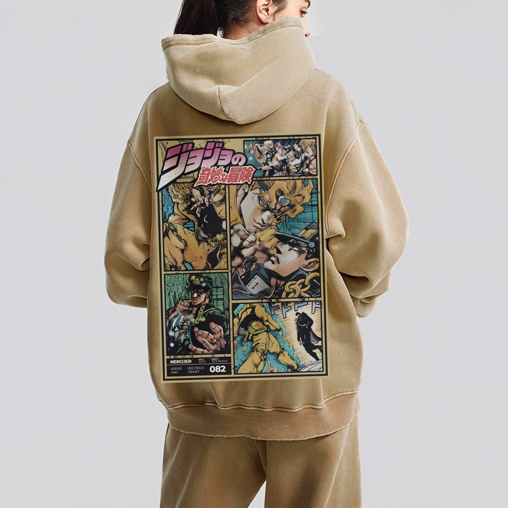 Jojo Bizzare Adventure washed unisex anime hoodie