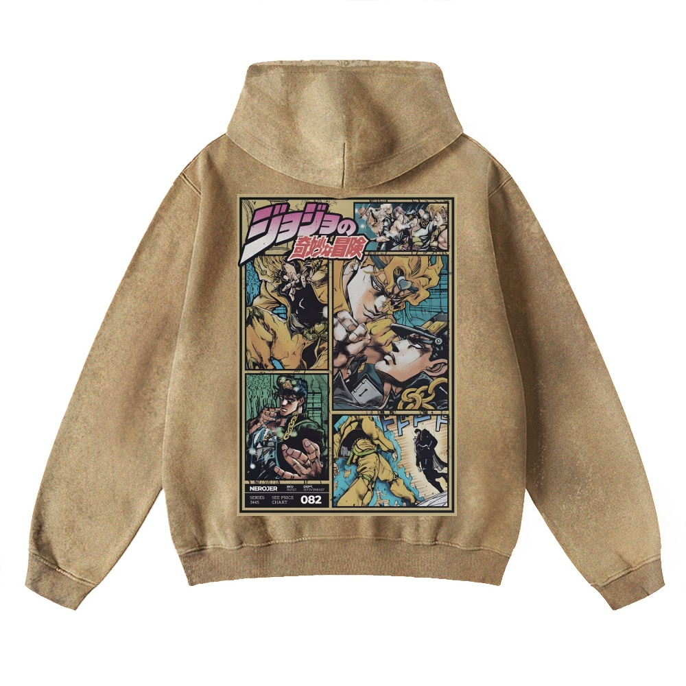 Jojo Bizzare Adventure washed unisex anime hoodie