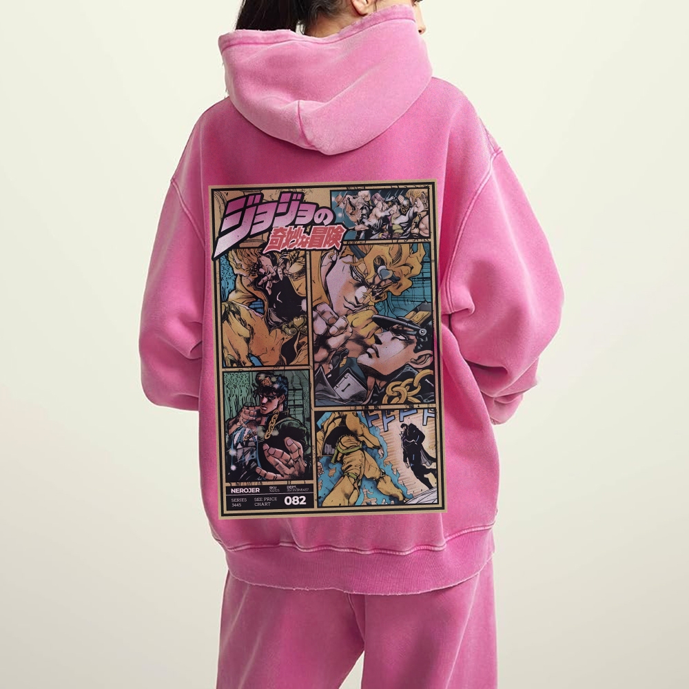 Jojo Bizzare Adventure washed unisex anime hoodie