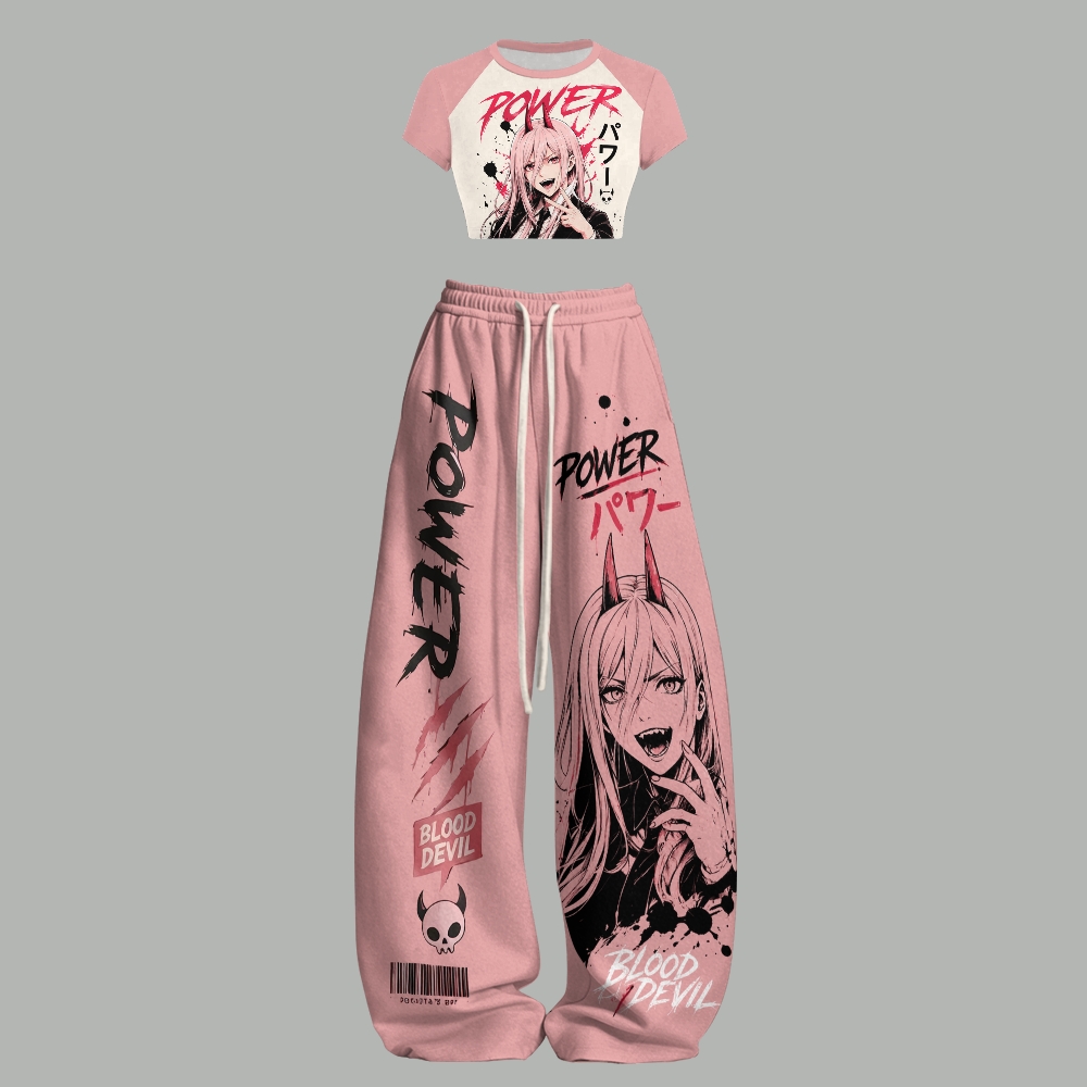 Chainsaw Man Top & Elasticated Trousers Two-Piece Set