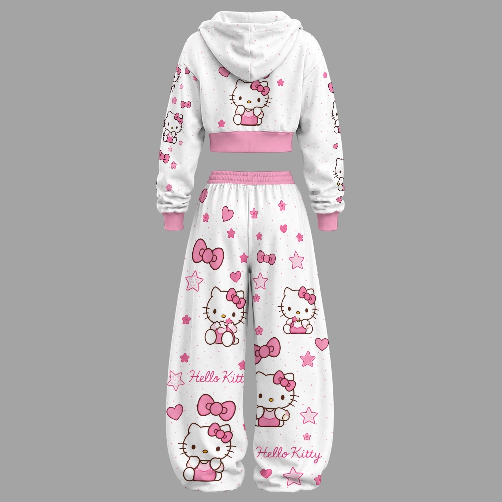 HelloKitty-Short zip-up sweatshirt set
