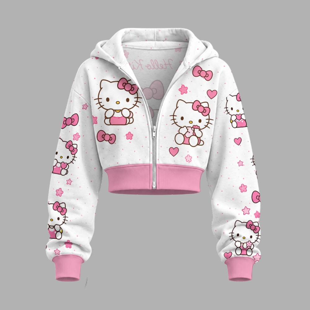 HelloKitty-Short zip-up sweatshirt set