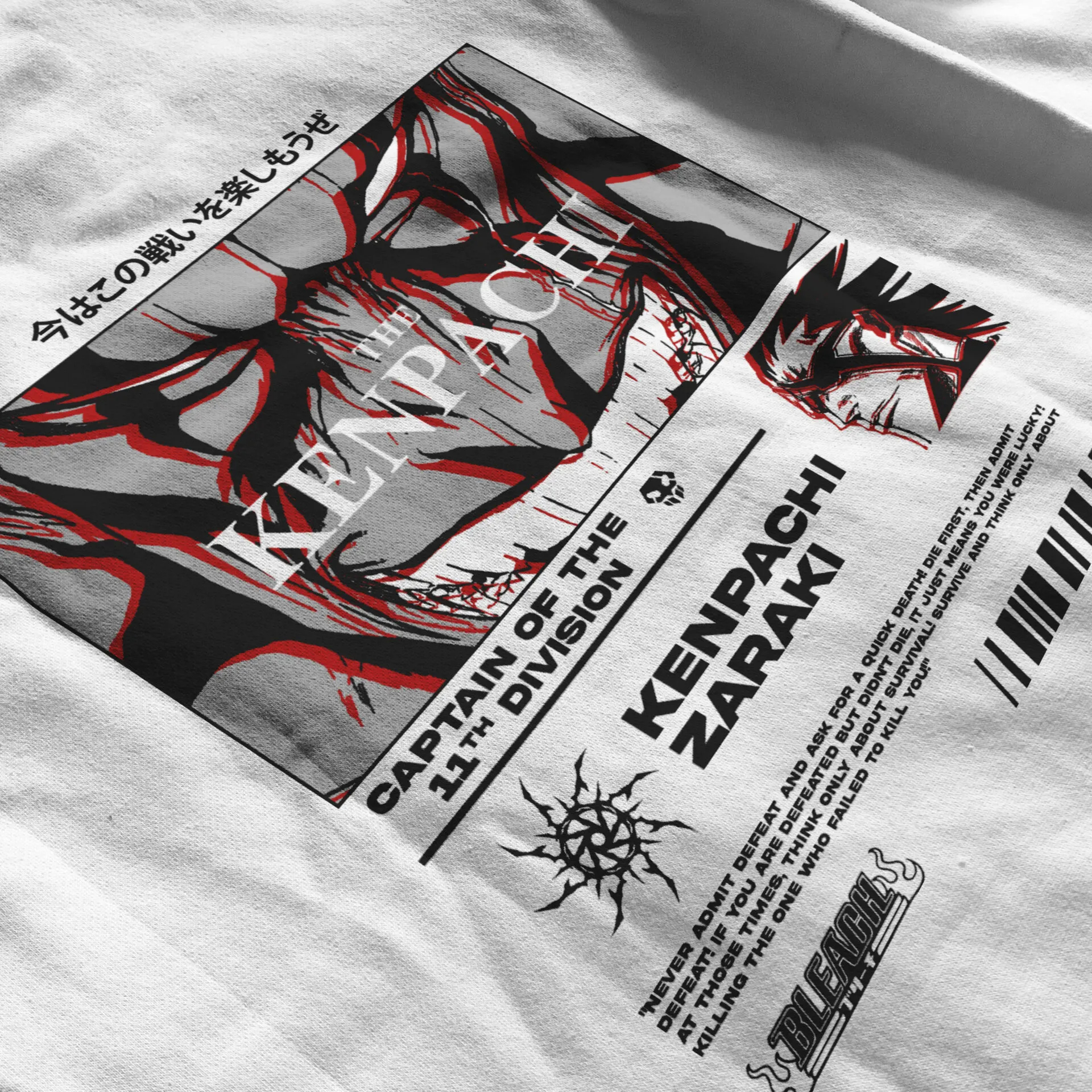 Kenpachi Zaraki Bleach | White Hoodie TYBW