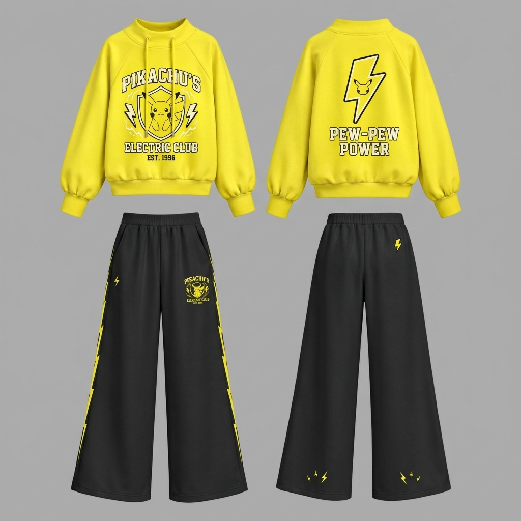Pokémon-Pikachu hoodie and shorts set