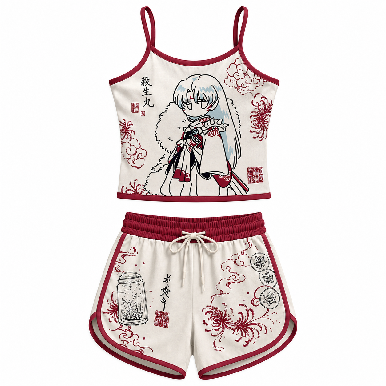 Inuyasha One Piece Anime Shorts and Crop Top Set