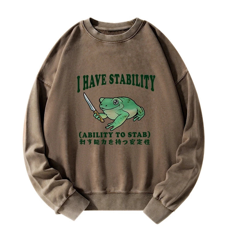 Animescollection Mentally Stable Assassin Frog Washed Sweatshirt