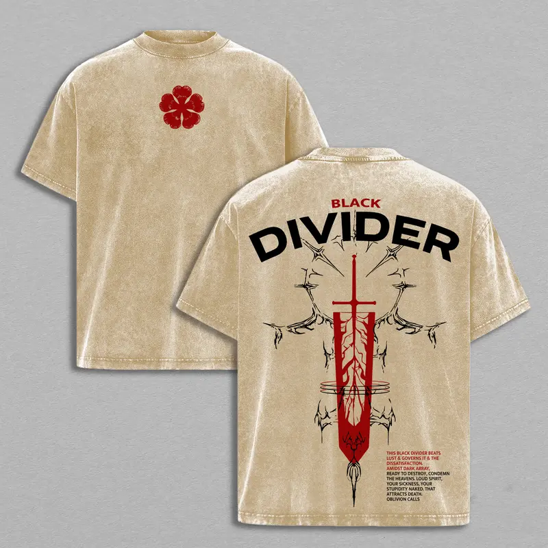 Black Clover "Sword of Destruction" themed retro washed T-shirt.