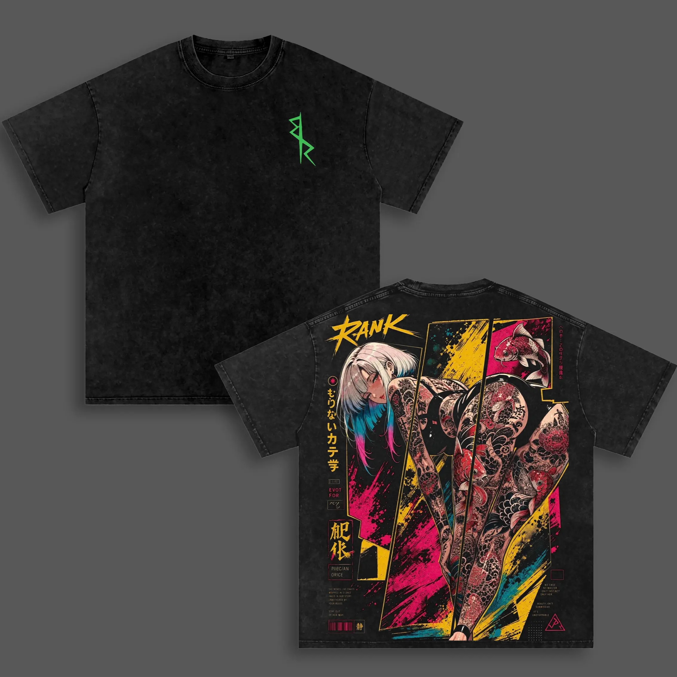 Lucy Cyberpunk Edgerunners Anime Double Printed Vintage Washed Tee