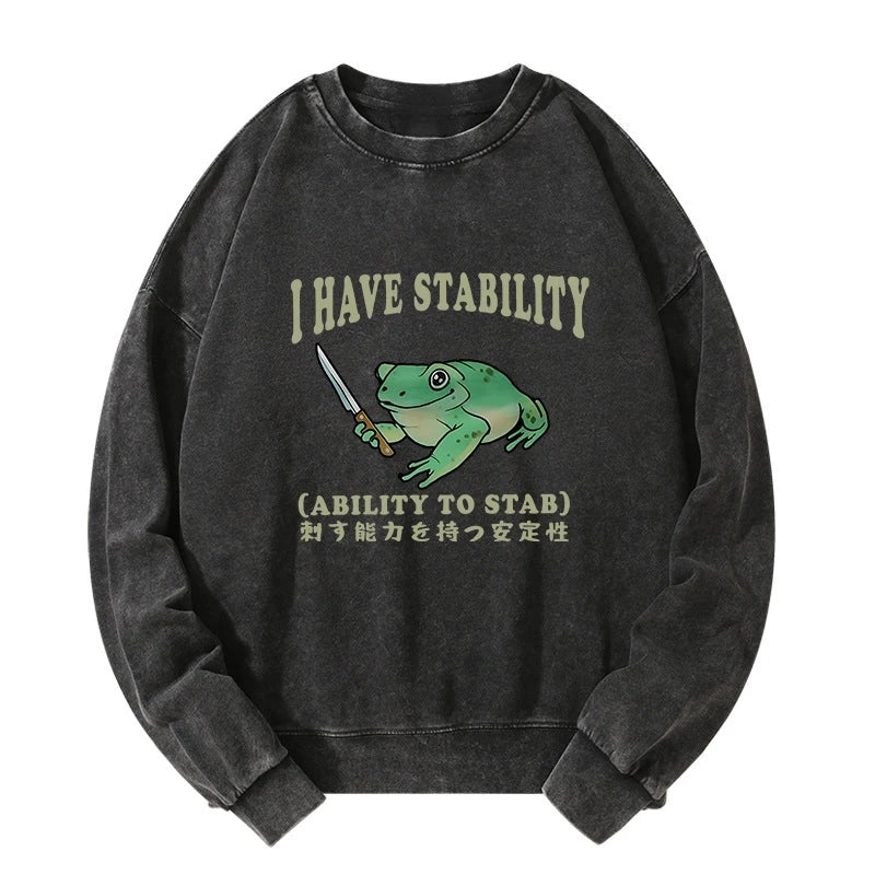 Animescollection Mentally Stable Assassin Frog Washed Sweatshirt