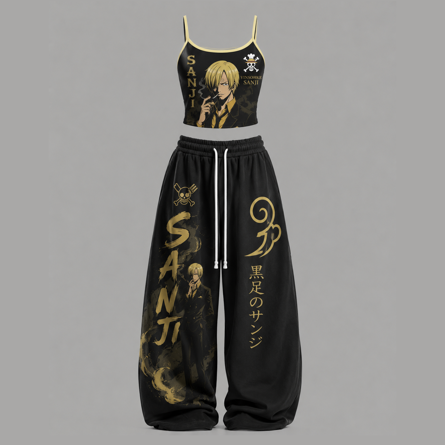 Animescollection One Piece Top & Elasticated Trousers Two-Piece Set