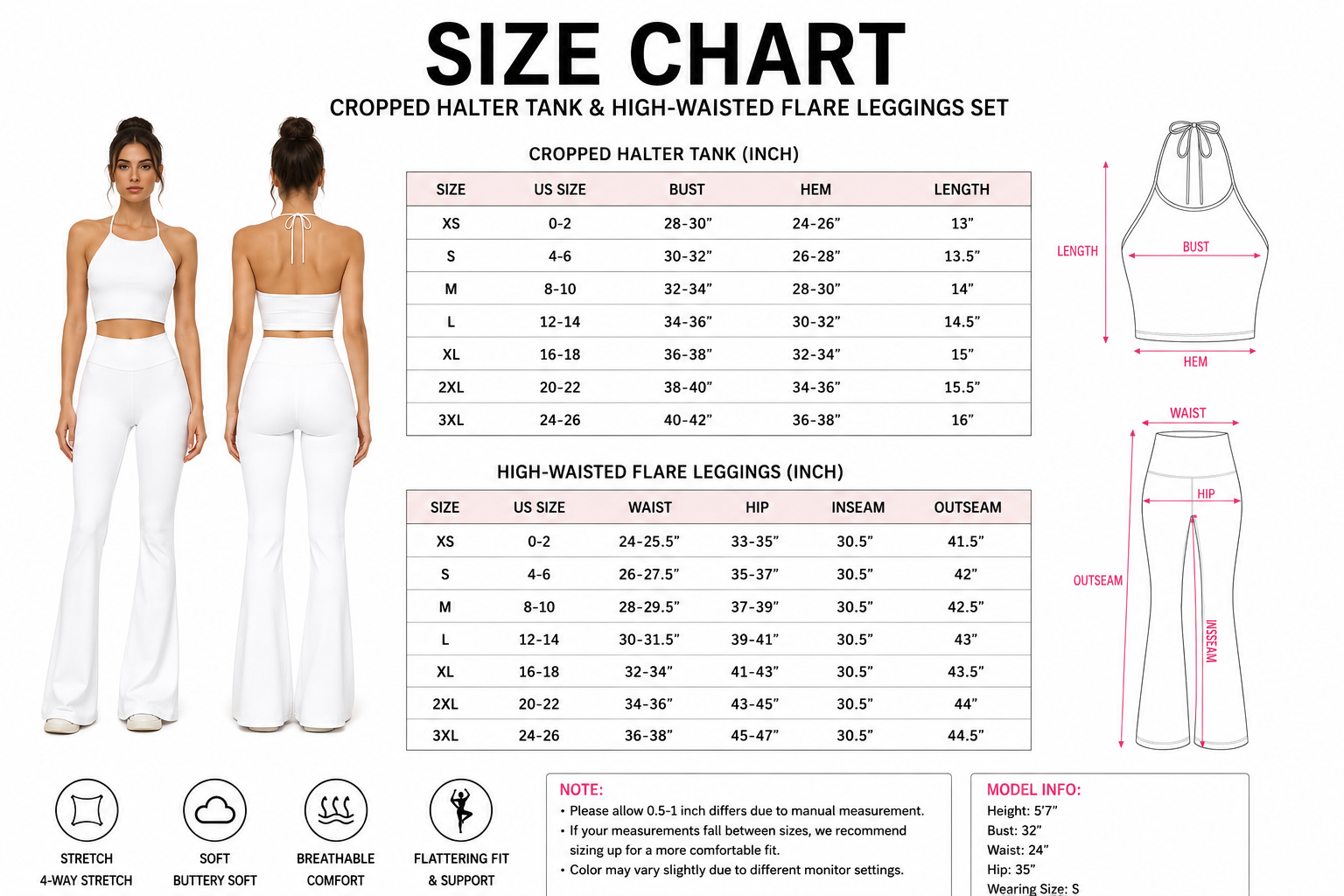 The Apothecary Diaries Halter Crop Top + High Waist Flared Pants Matching 2-Piece Set