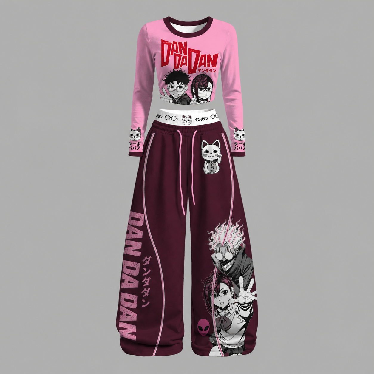 Dandadan Long-sleeved double-layer stretch pants set