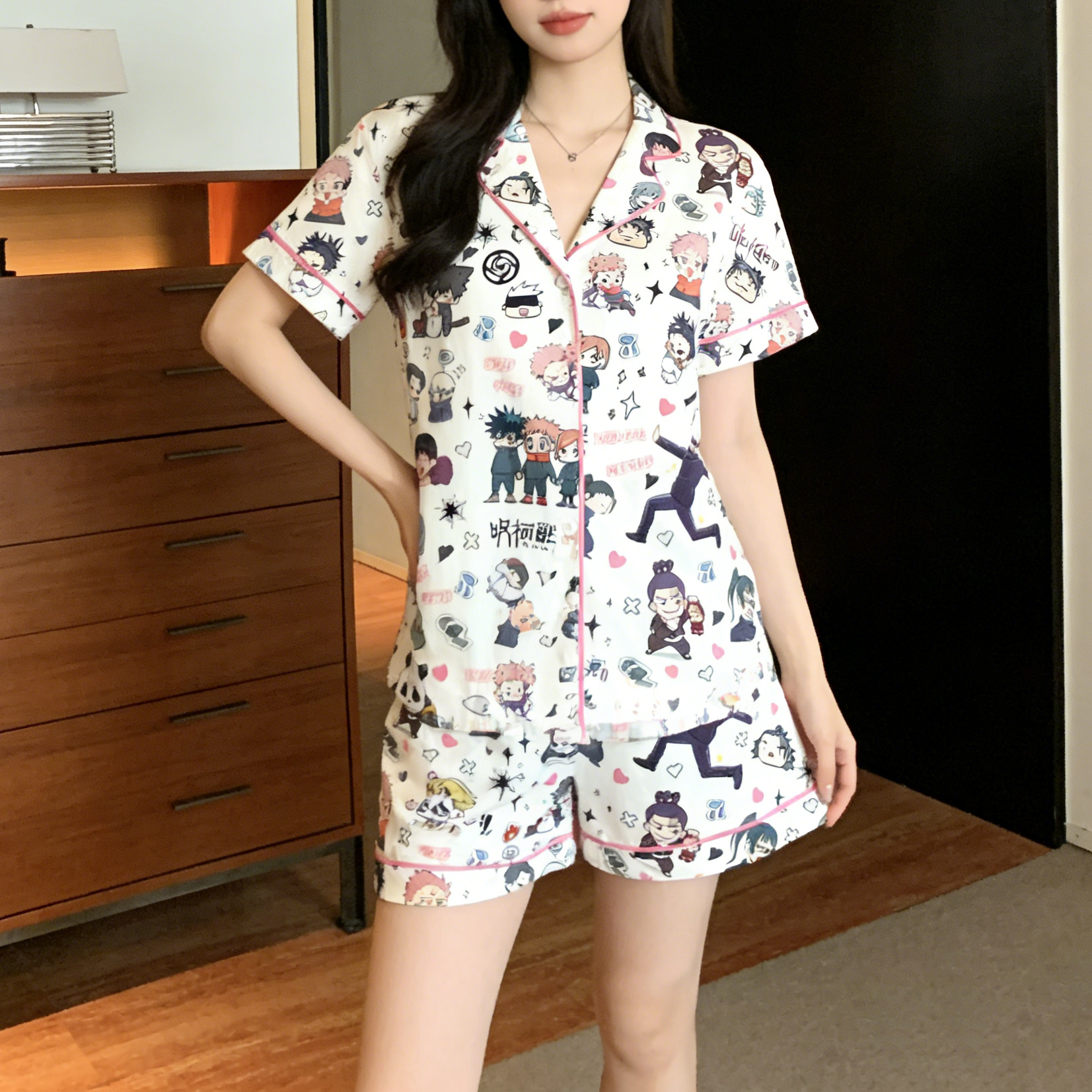 Jujutsu Kaisen Cute Chibi Print Pajama Set 