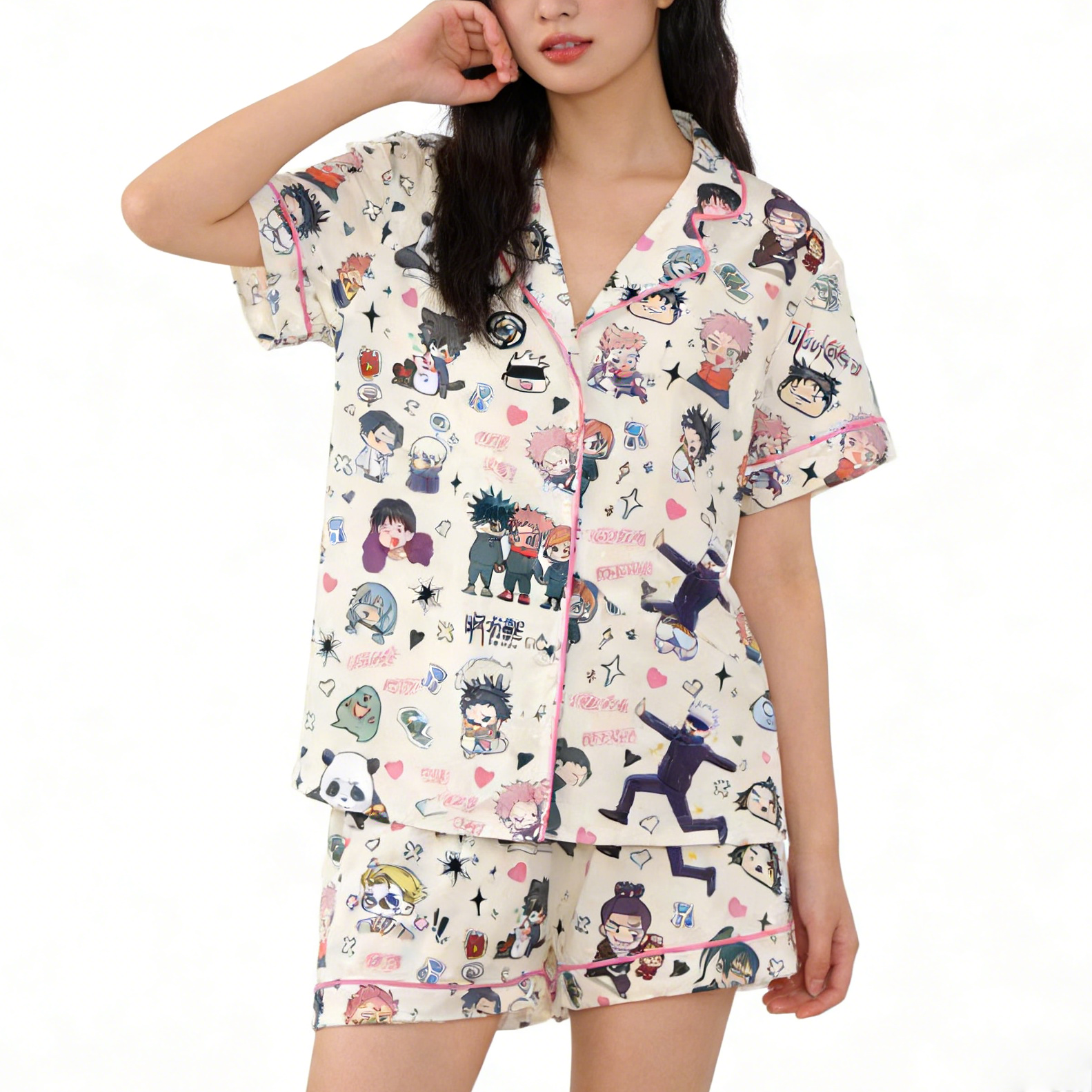 Jujutsu Kaisen Cute Chibi Print Pajama Set 