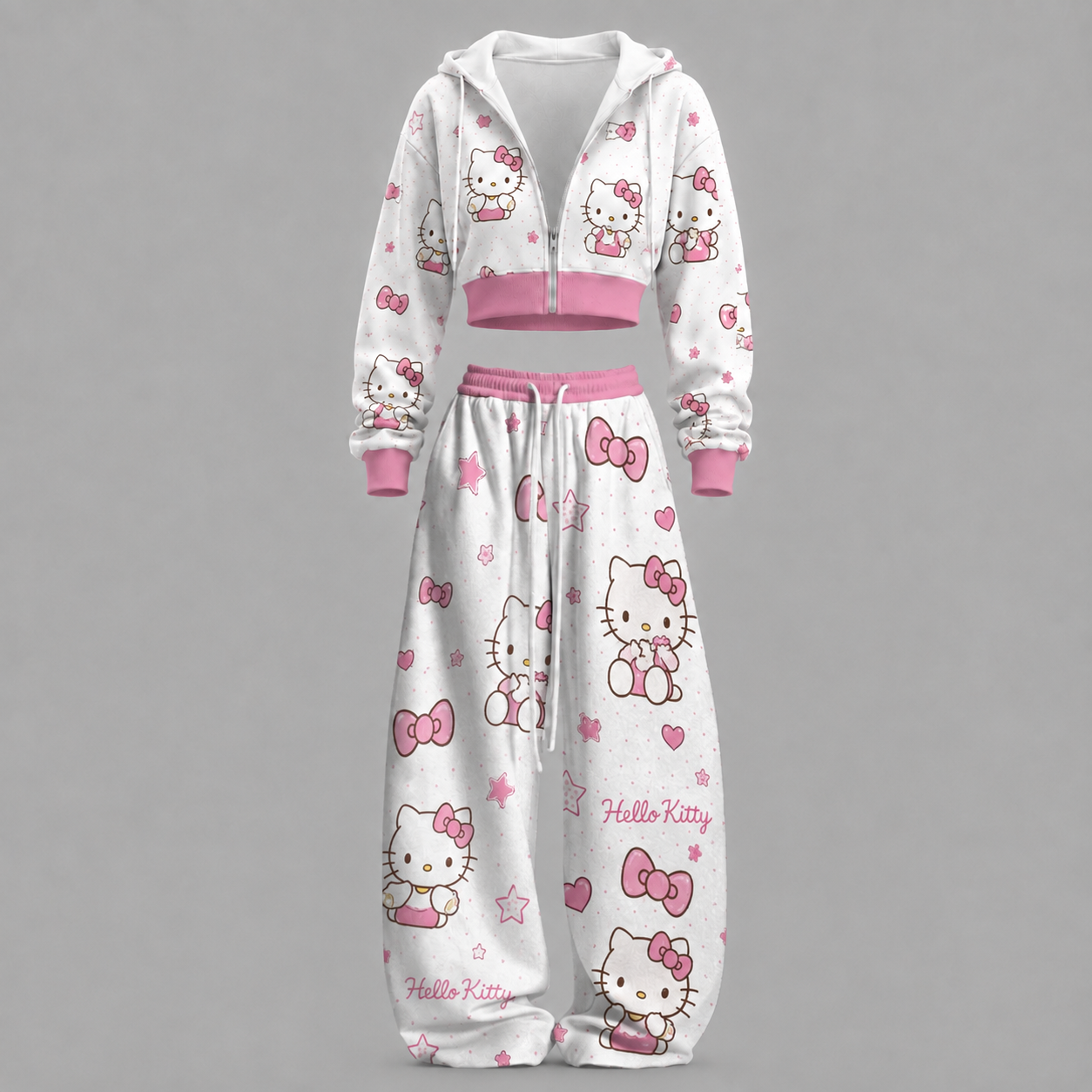 HelloKitty-Short zip-up sweatshirt set
