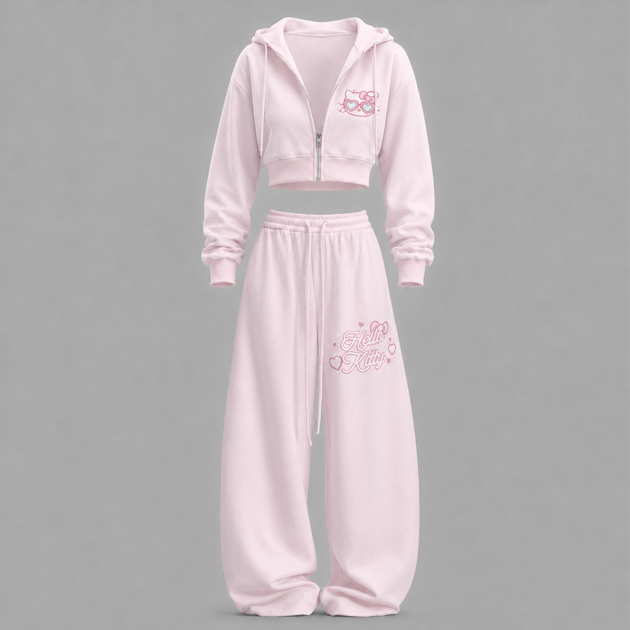 HelloKitty-Short zip-up sweatshirt set