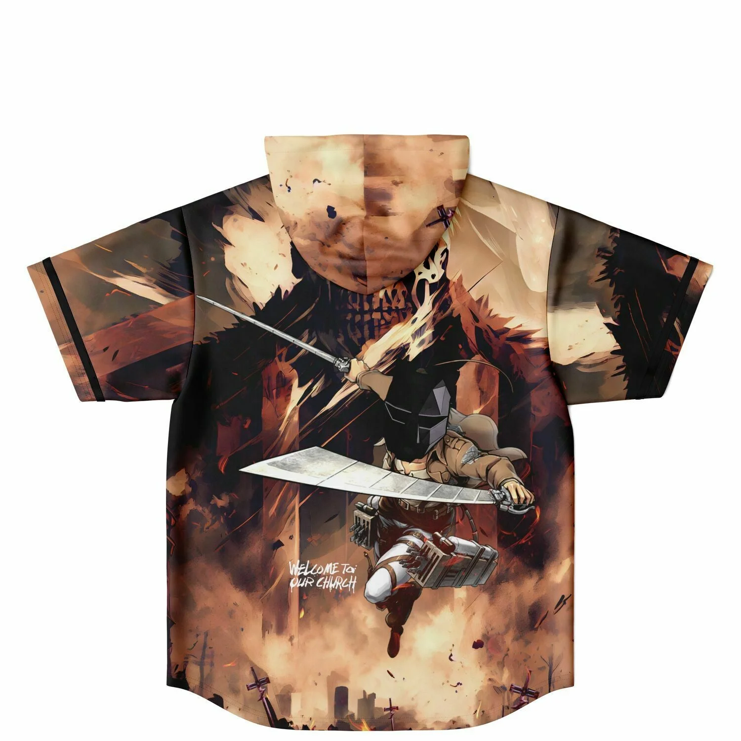 Attack on titans crosplay Hooded Baseball Jersey