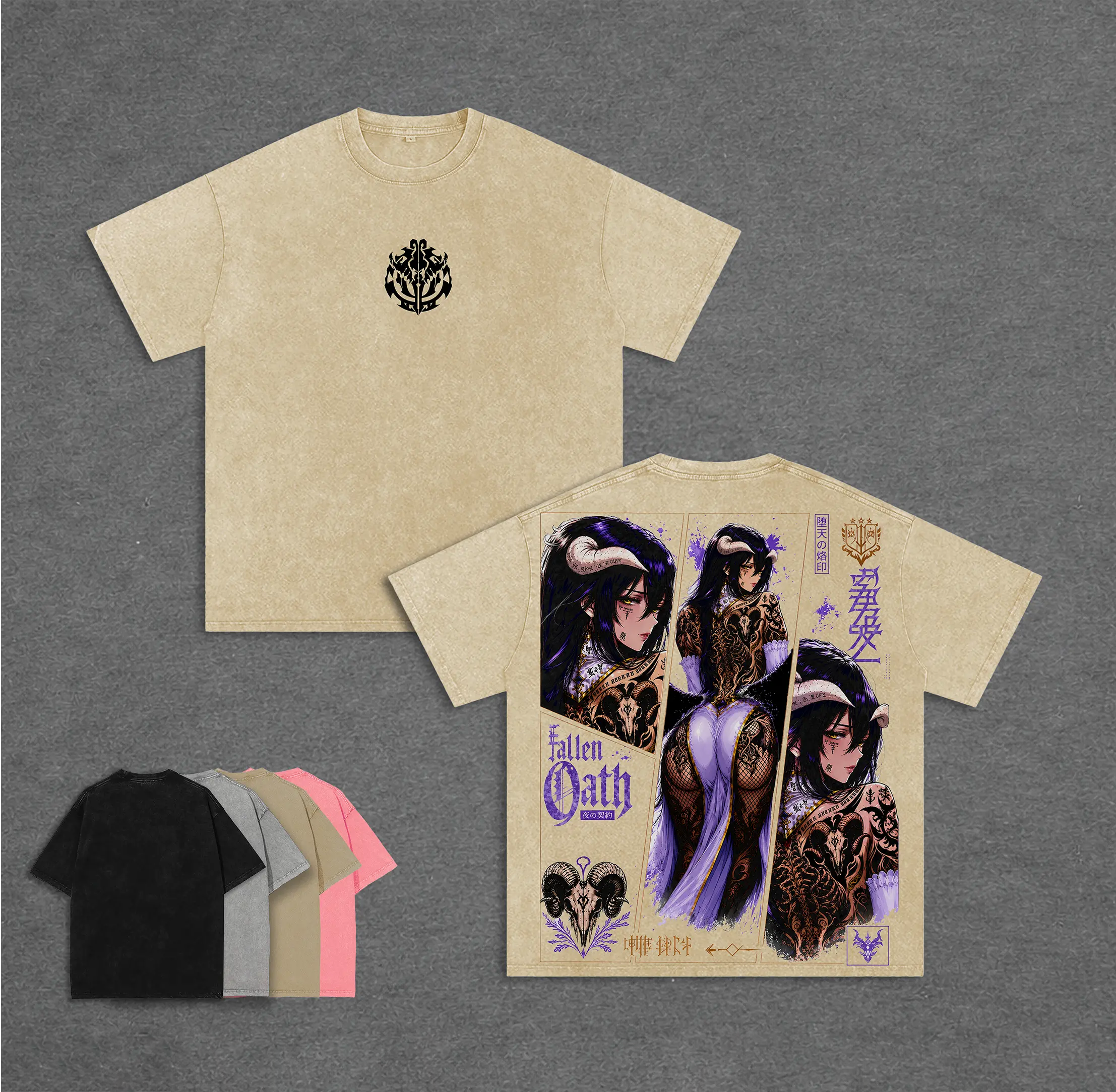 Albedo Overlord Anime Unisex Vintage Washed T-Shirt