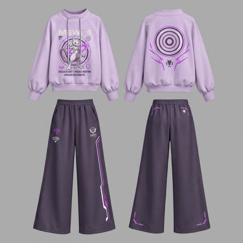 Pokémon-Mewtwo hoodie and shorts set