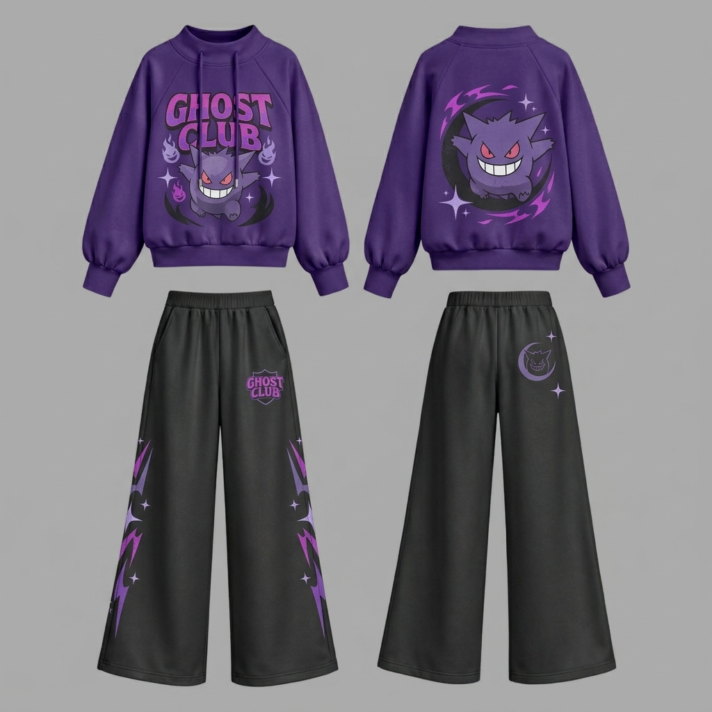 Pokémon-Gengar hoodie and shorts set