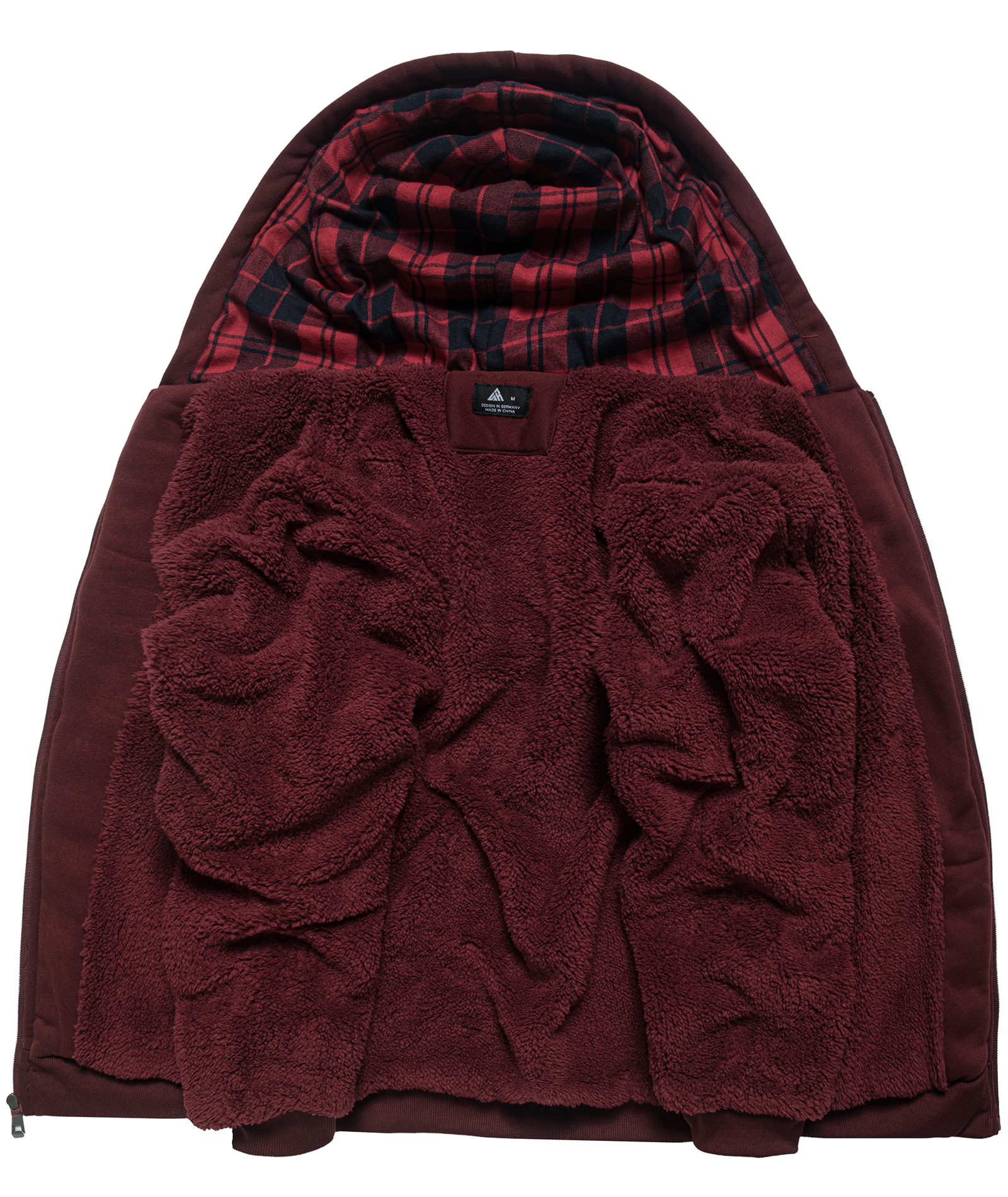 Men's Full Zipper Solid Color Fleece Hoodie-CUMFH04094
