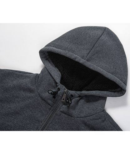 Men's Long Sleeve Solid Color Fleece Casual Hoodie-CUMFH04095