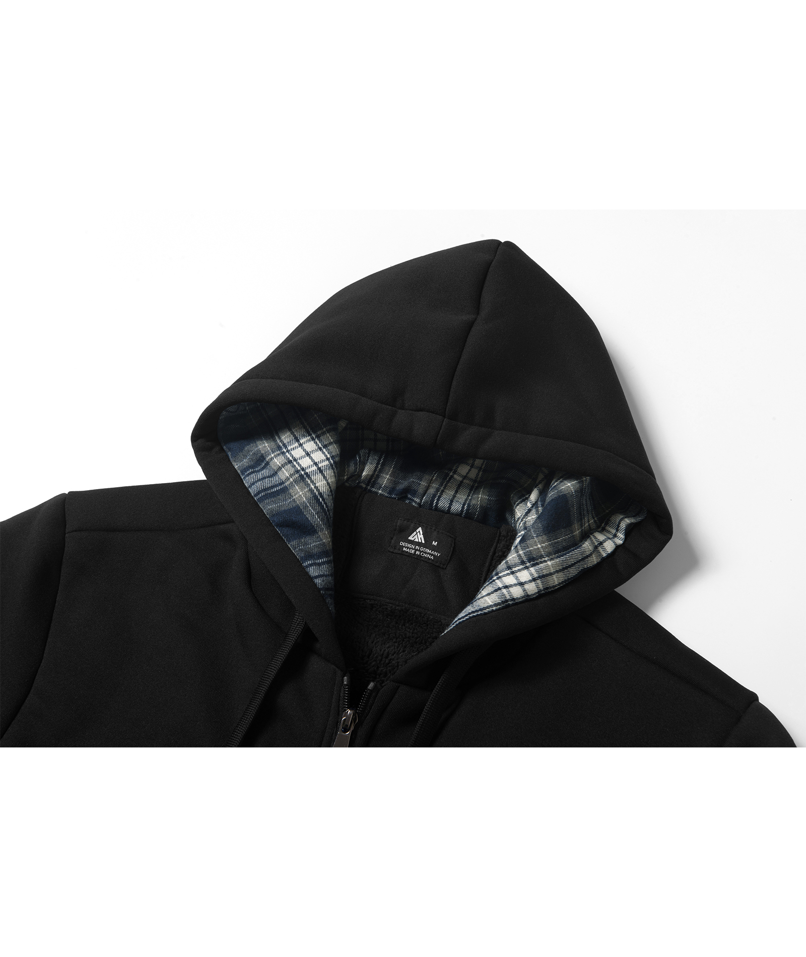 Men's Full Zipper Solid Color Fleece Hoodie-CUMFH04094